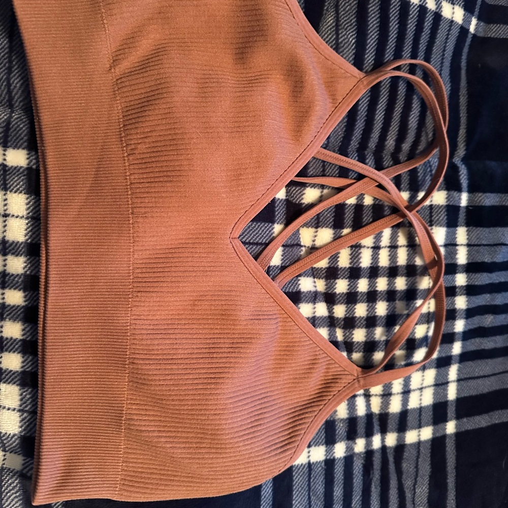 Aerie Brown Ribbed Strappy Bralette